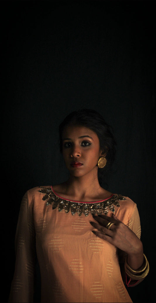 Peach kurta and patyala TheKefiHouse