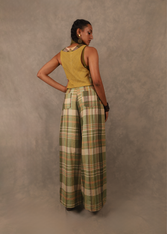Gazzette Trousers - Green Plaids TheKefiHouse