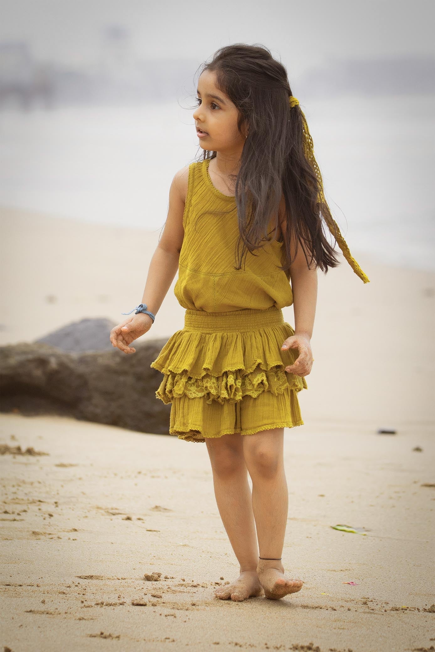 Layered Skort - Yellow | Girls' Cotton Bottom | Kids Clothing TheKefiHouse Layered Skort - Yellow | Girls' Cotton Bottom | Kids Clothing TheKefiHouse