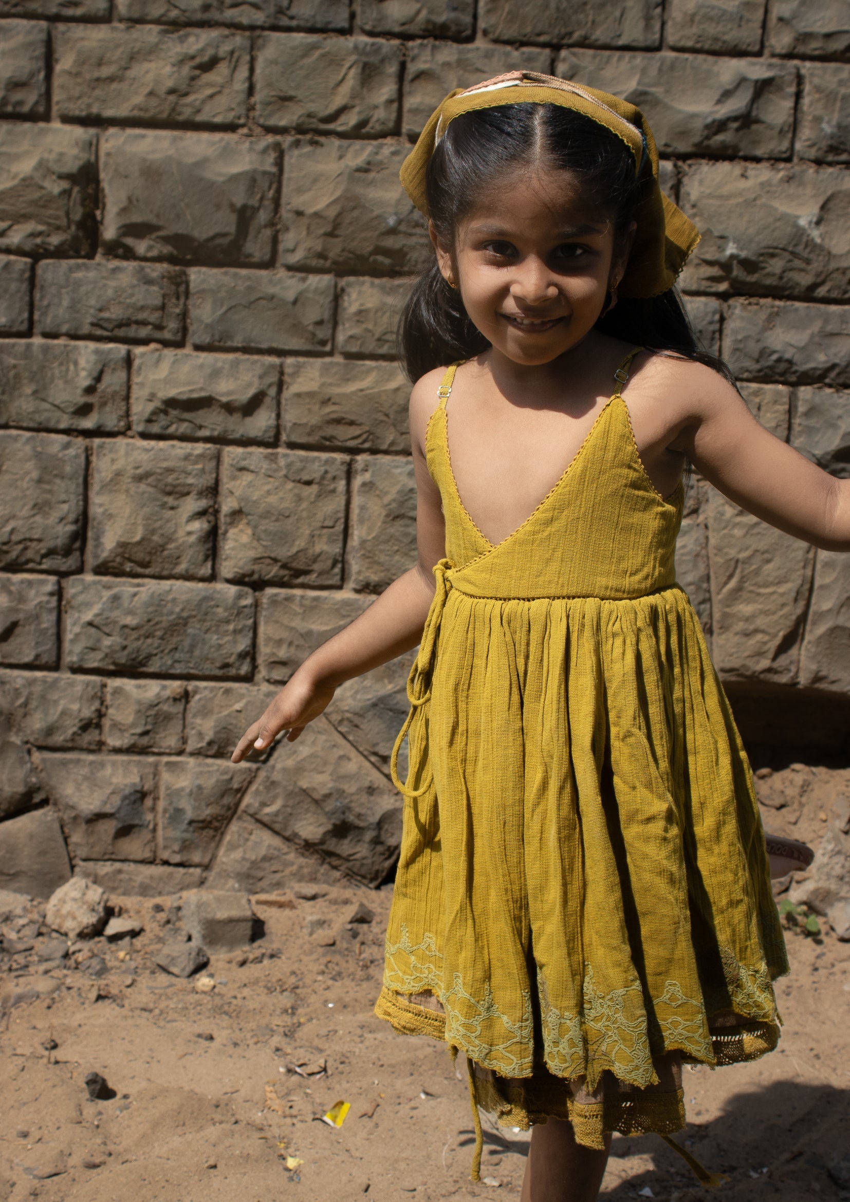 Reversible Dress Yellow & Beige |Girls Cotton Dresses | Kids clothing Reversible Dress Yellow & Beige |Girls Cotton Dresses | Kids clothing