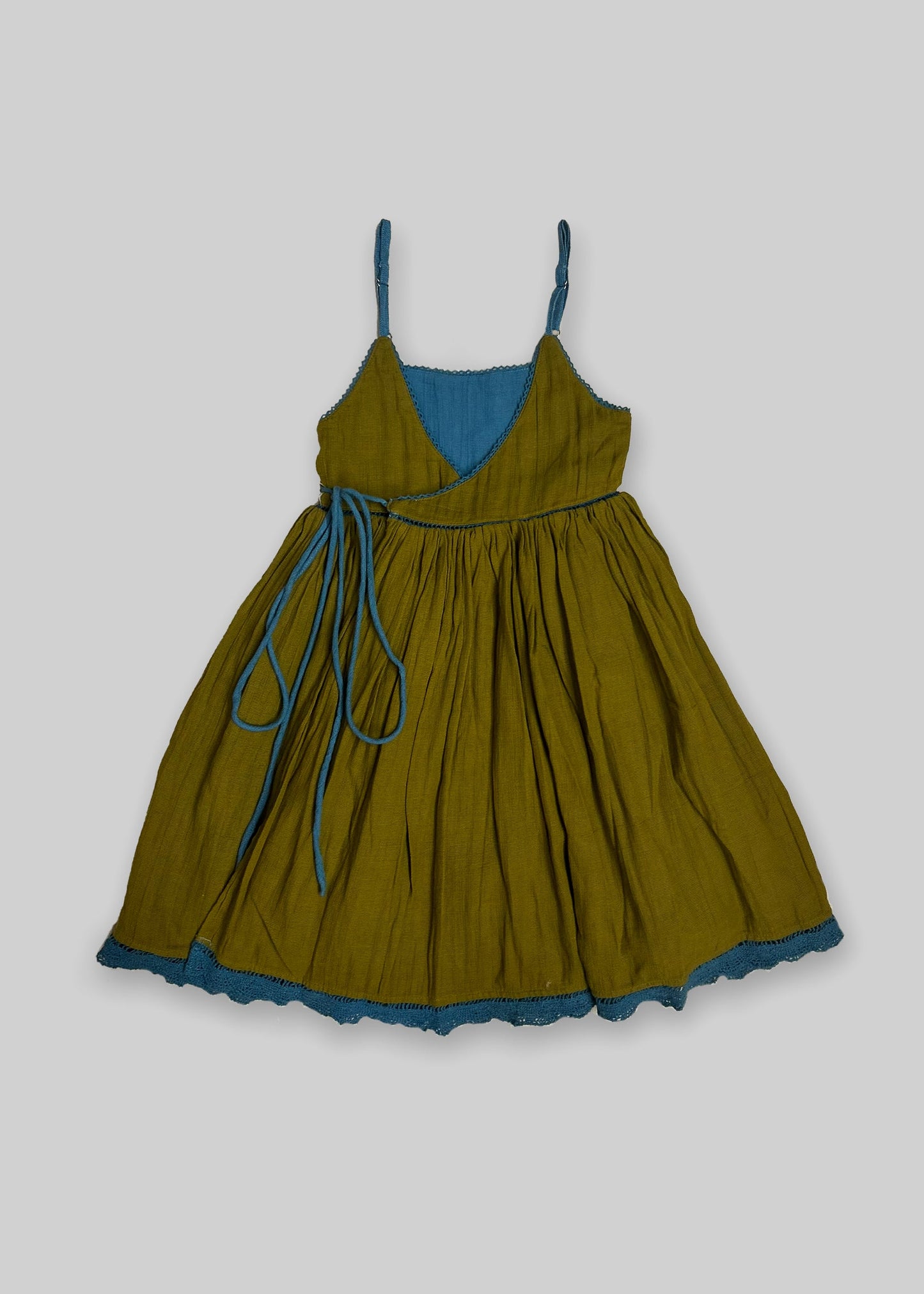 Reversible wrap Dress - Rain Blue+Olive TheKefiHouse