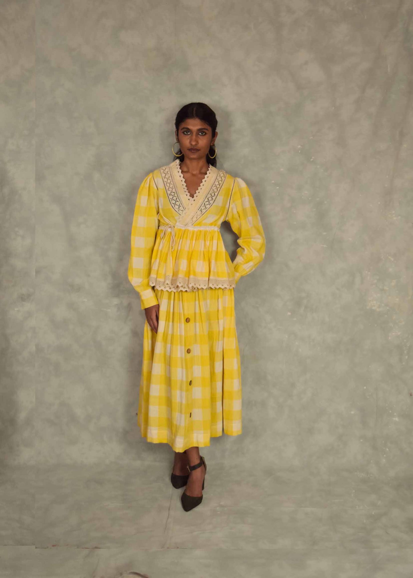 Veni  Skirt - yellow checks TheKefiHouse