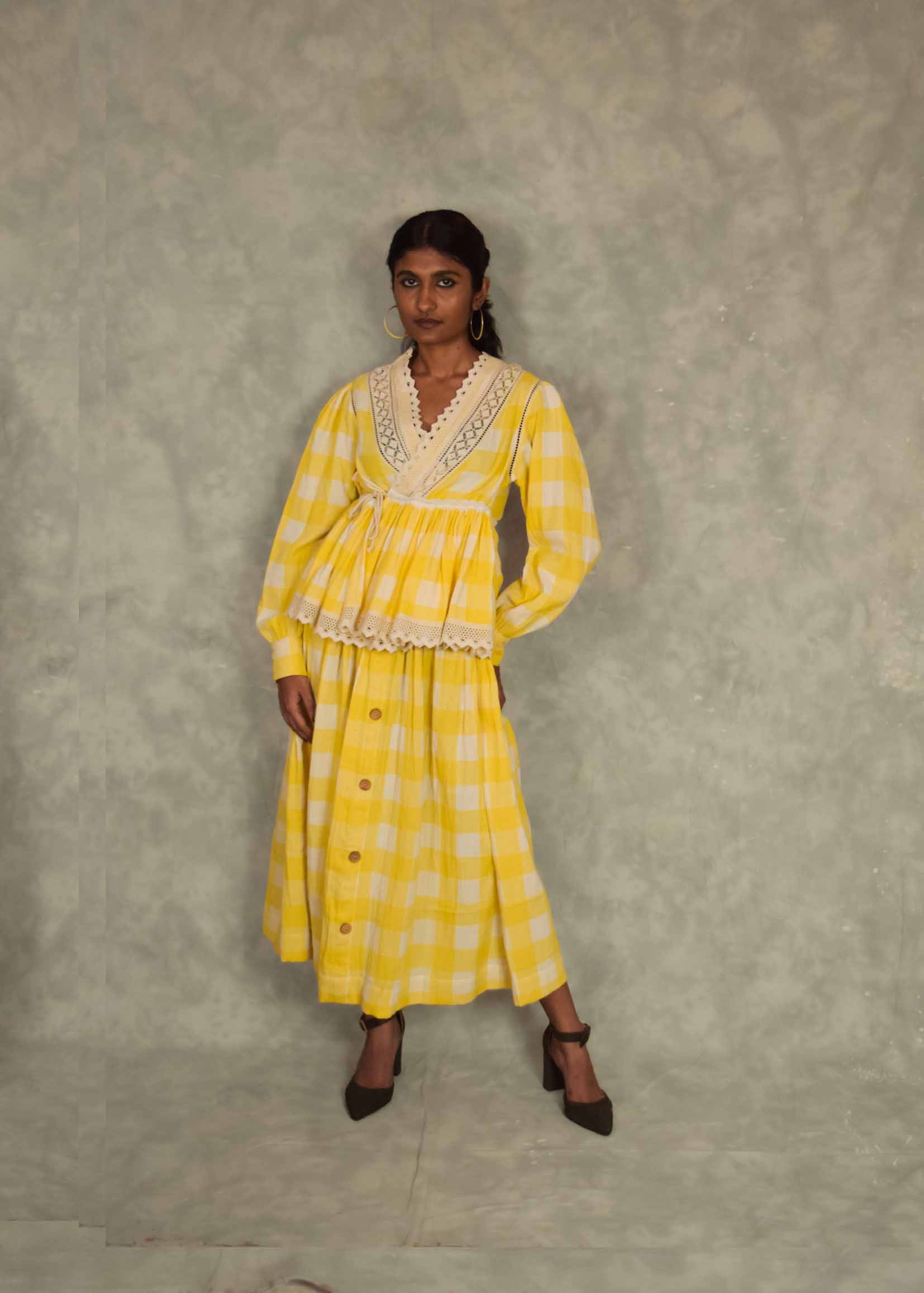 Swirl Top - Yellow checks TheKefiHouse