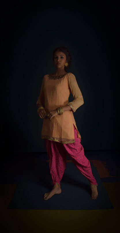 Peach kurta and patyala TheKefiHouse