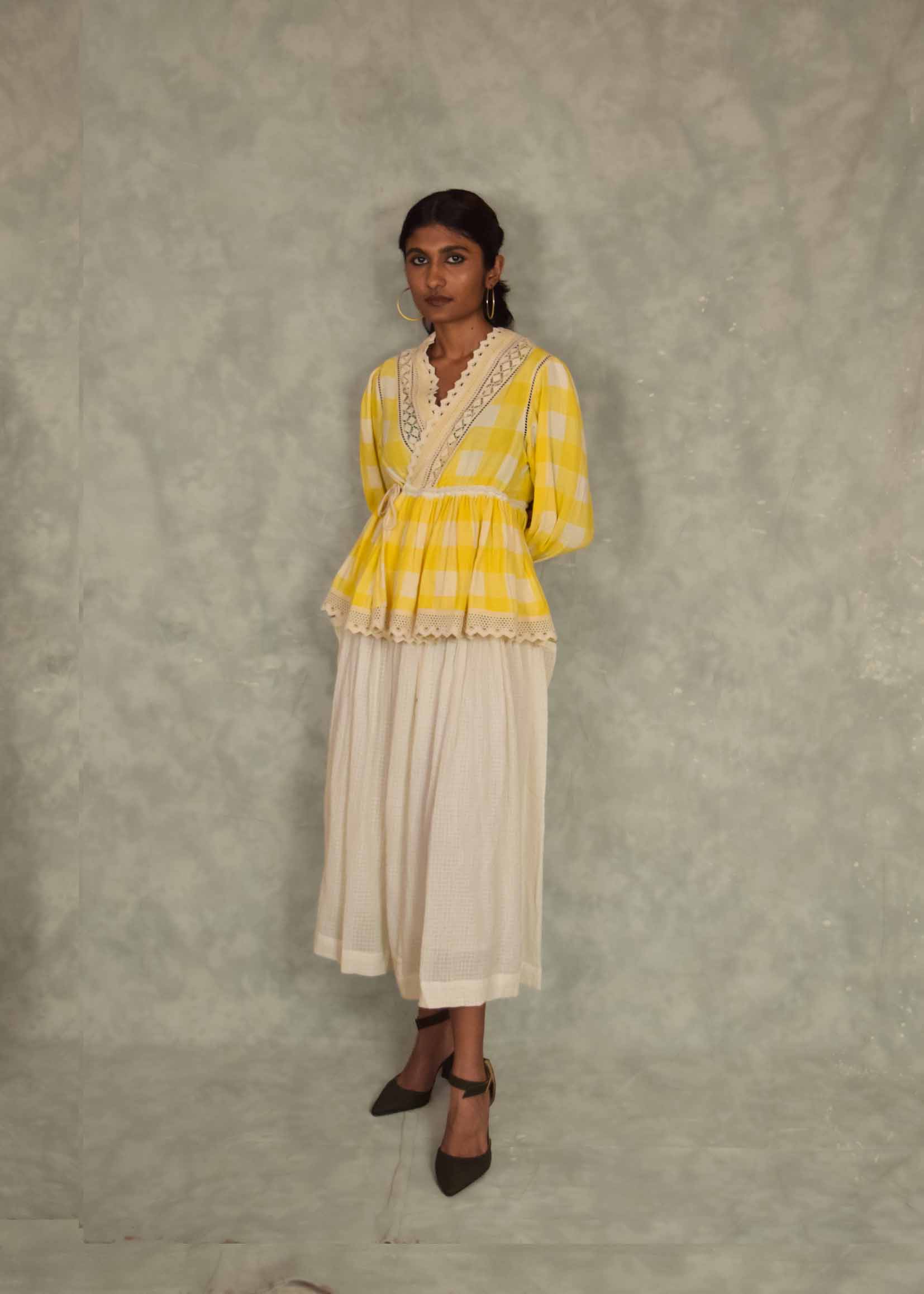 Swirl Top - Yellow checks TheKefiHouse