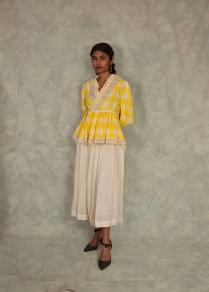 Swirl Top - Yellow checks TheKefiHouse