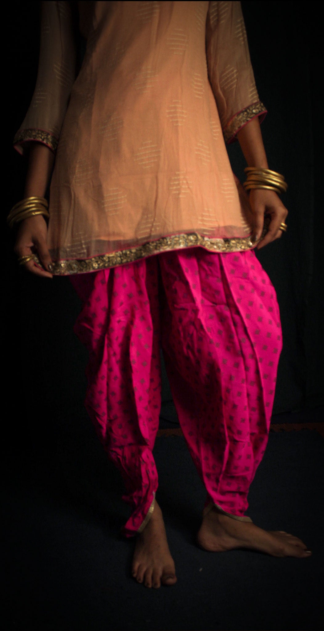 Peach kurta and patyala TheKefiHouse