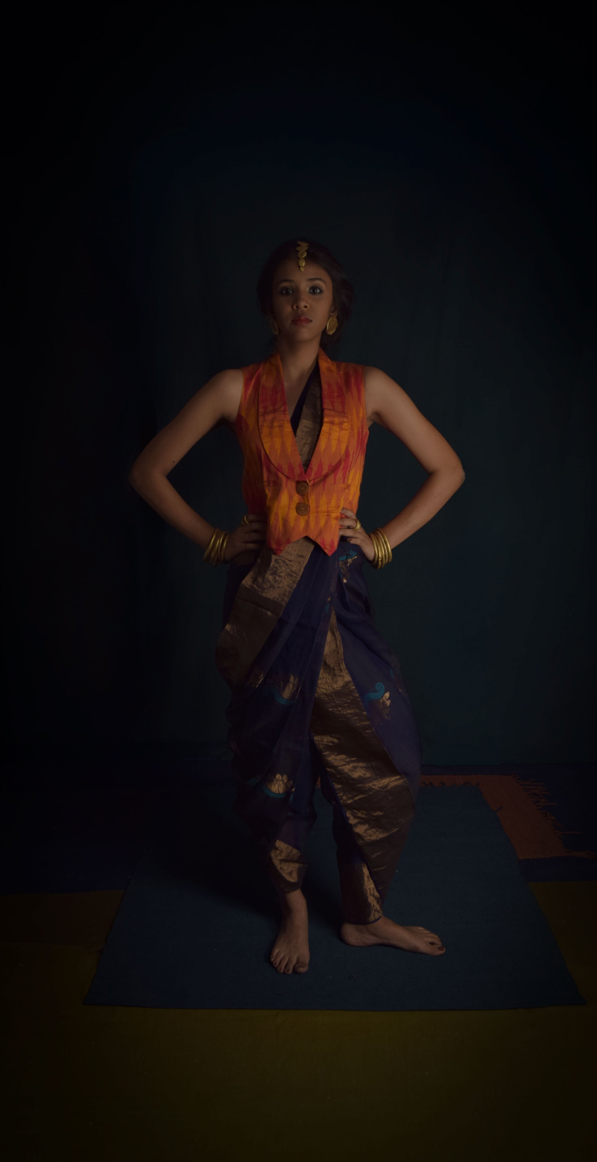 Orange ikkat vest TheKefiHouse