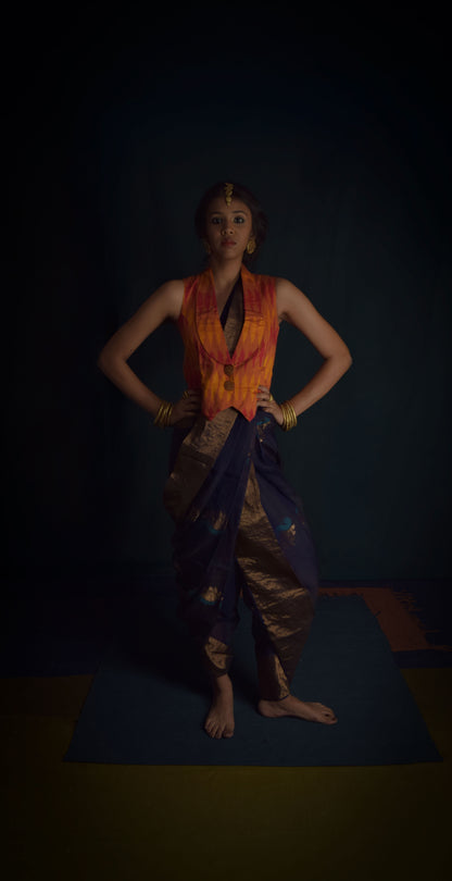 Orange ikkat vest TheKefiHouse