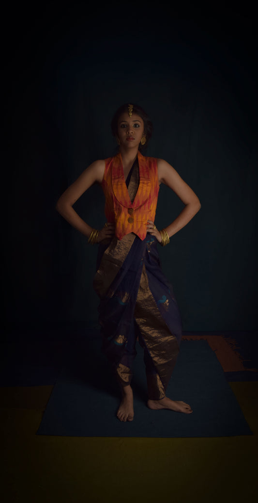 Orange ikkat vest TheKefiHouse