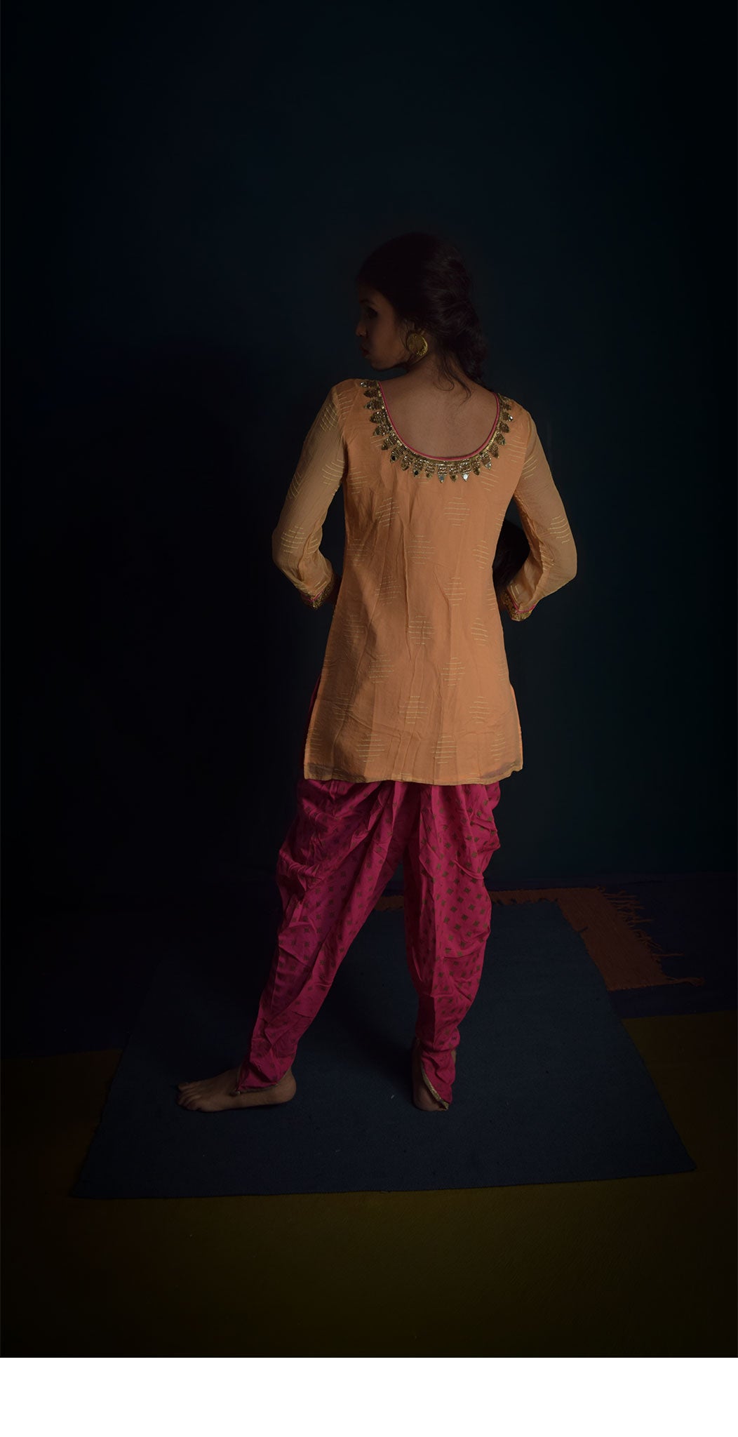Peach kurta and patyala TheKefiHouse