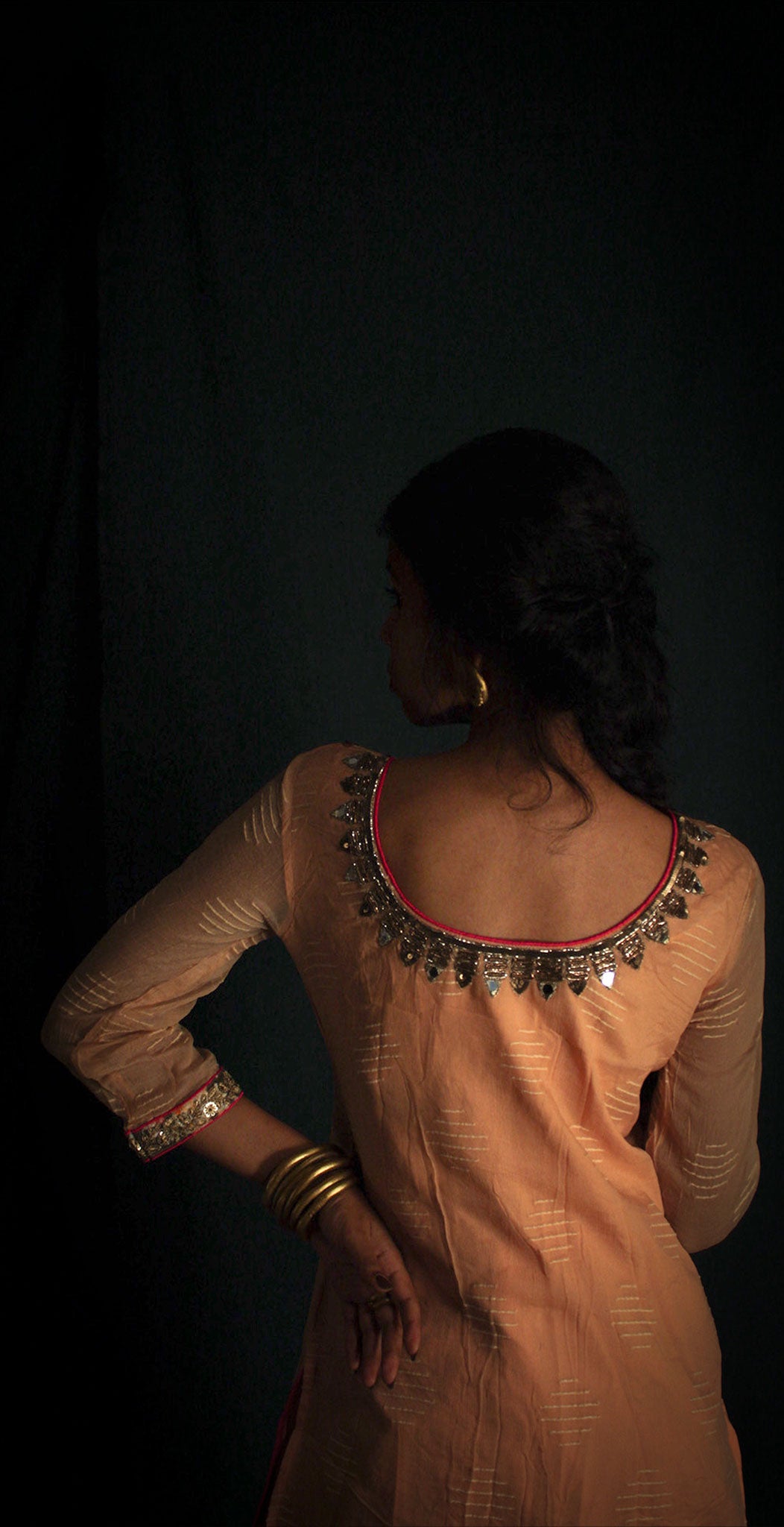 Peach kurta and patyala TheKefiHouse