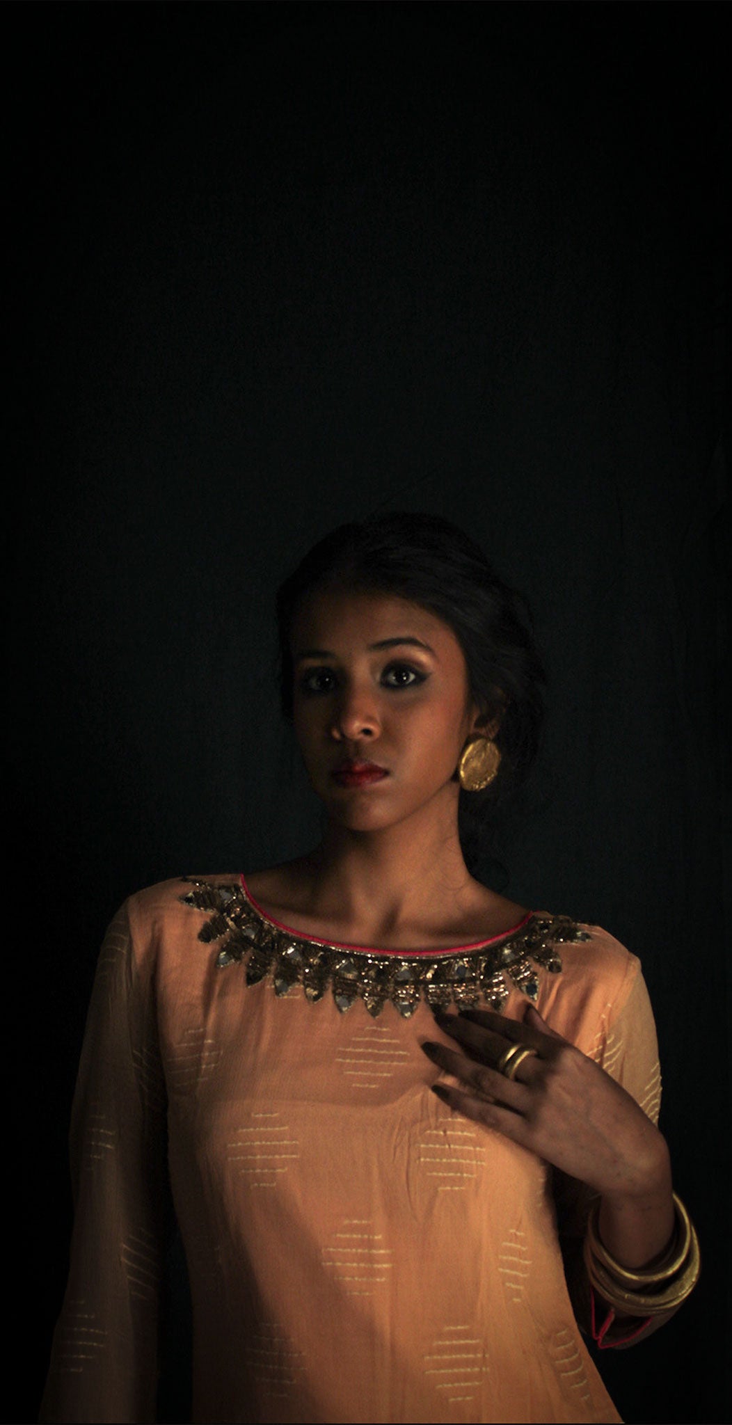 Peach kurta and patyala TheKefiHouse