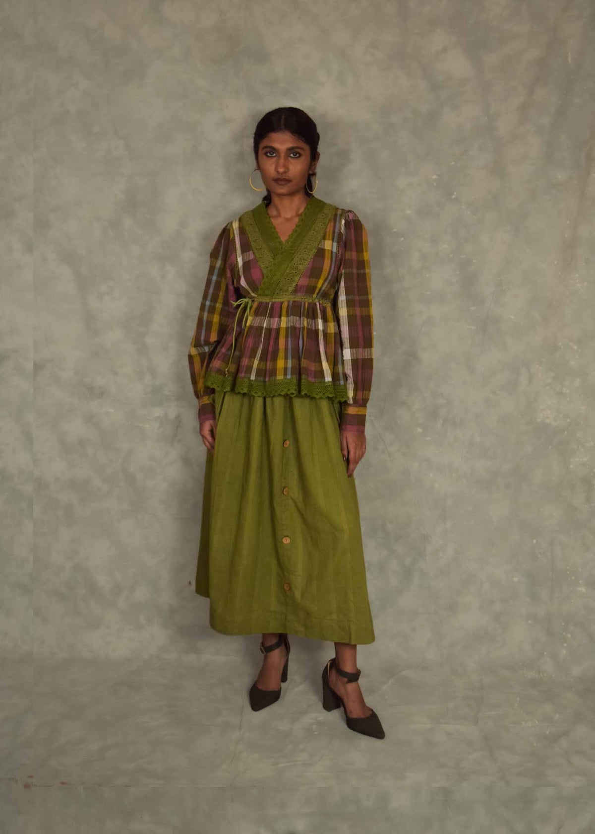 Swirl Top - Brown plaids TheKefiHouse