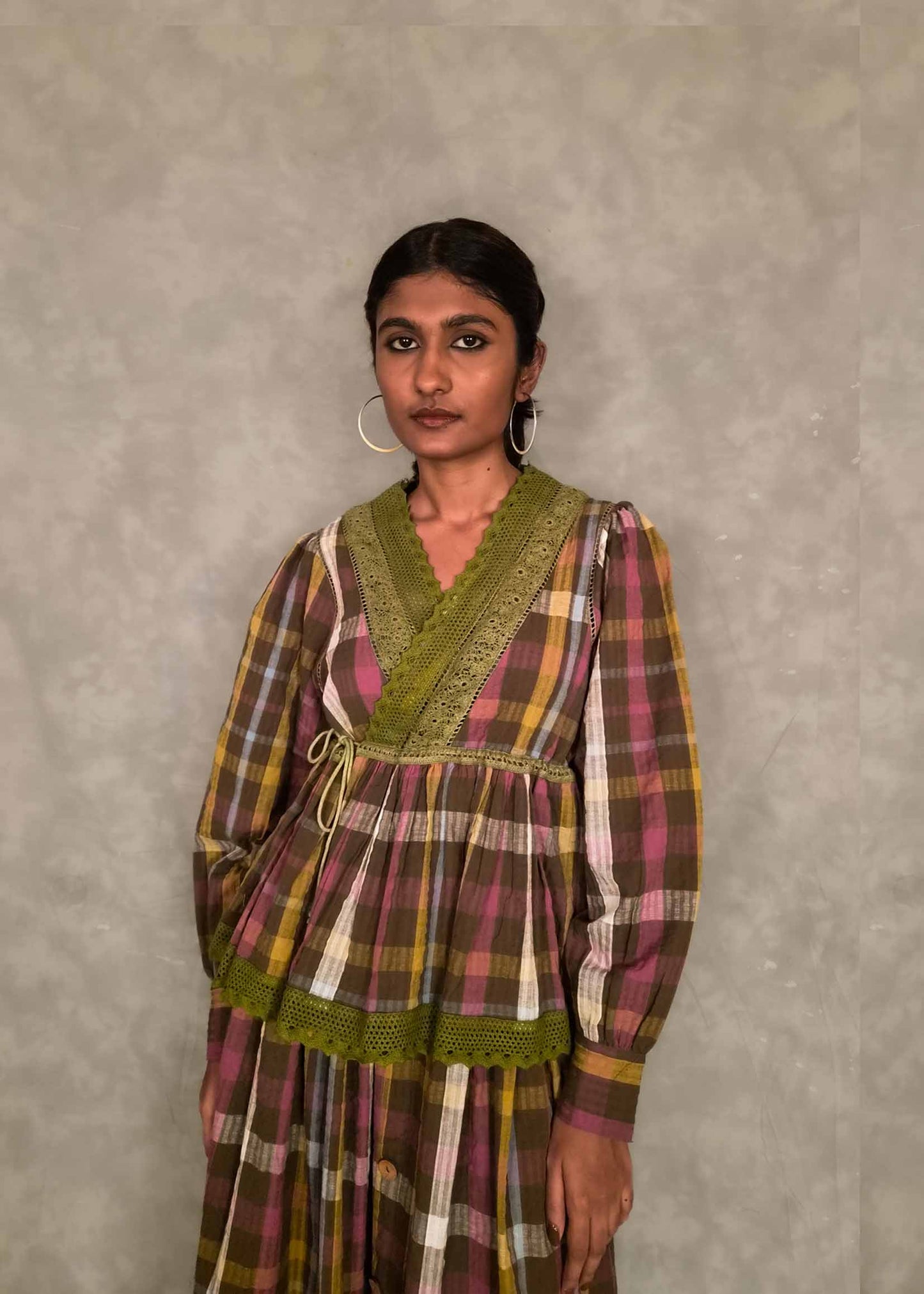 Swirl Top - Brown plaids TheKefiHouse