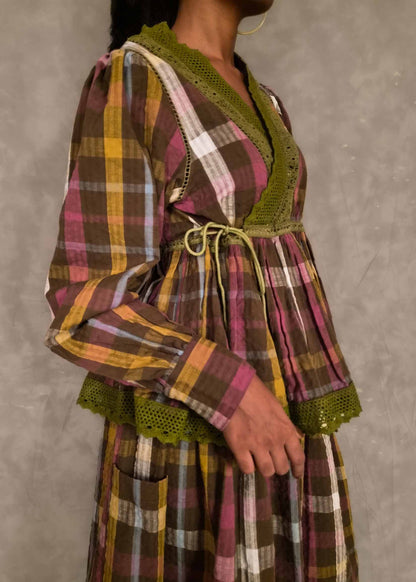 Swirl Top - Brown plaids TheKefiHouse