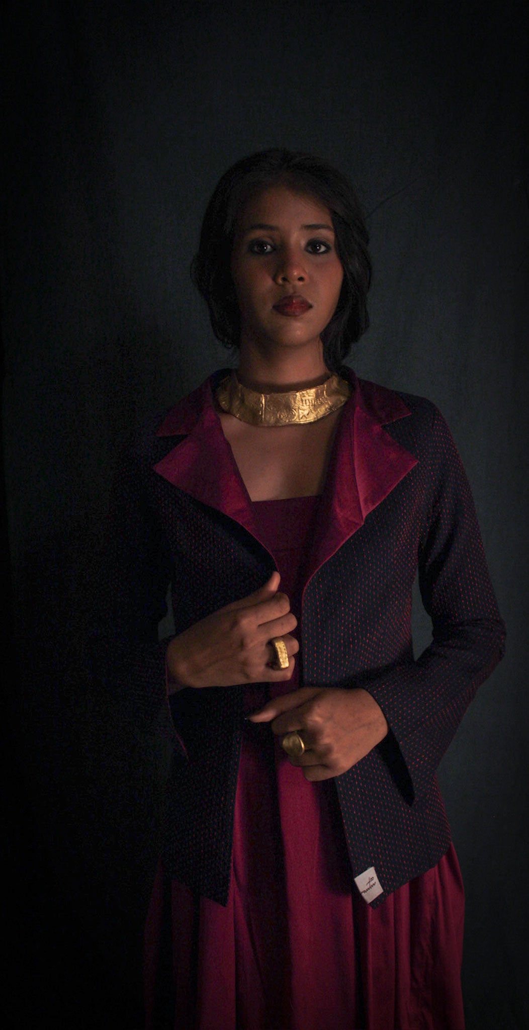 Reversible kantha wine jacket TheKefiHouse