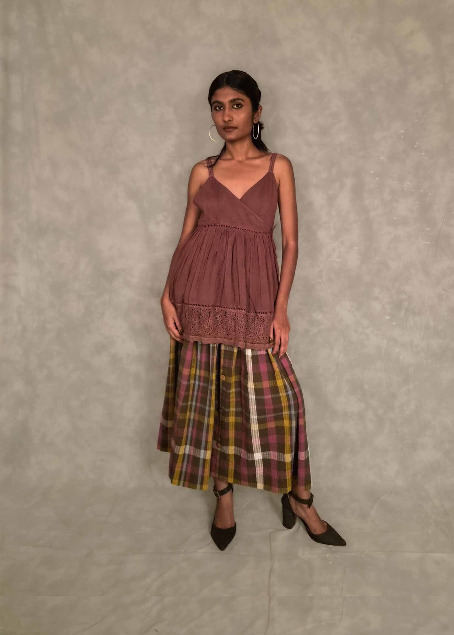 Veni  Skirt - Brown plaids TheKefiHouse