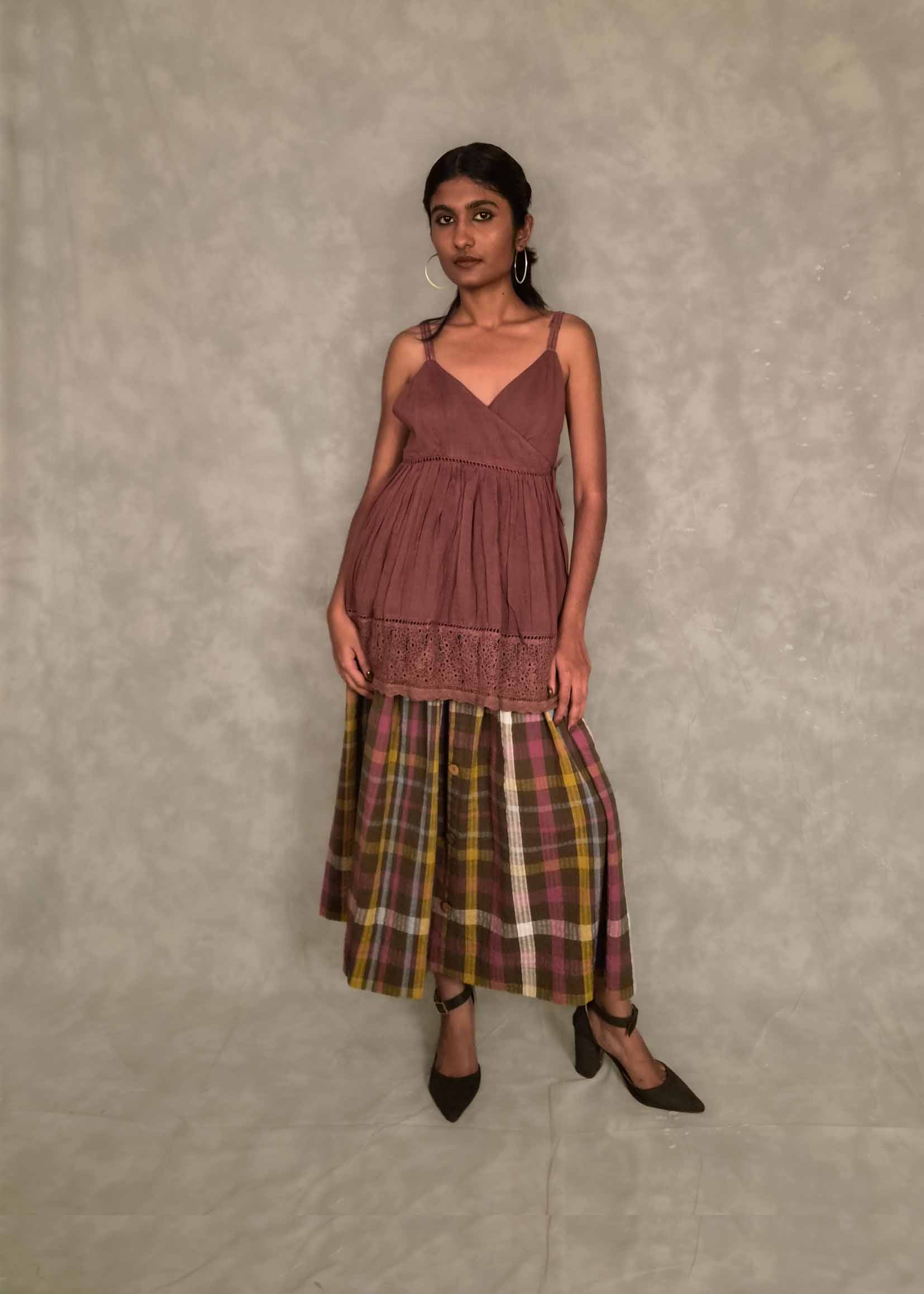 Veni  Skirt - Brown plaids TheKefiHouse