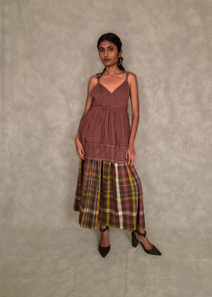 Veni  Skirt - Brown plaids TheKefiHouse