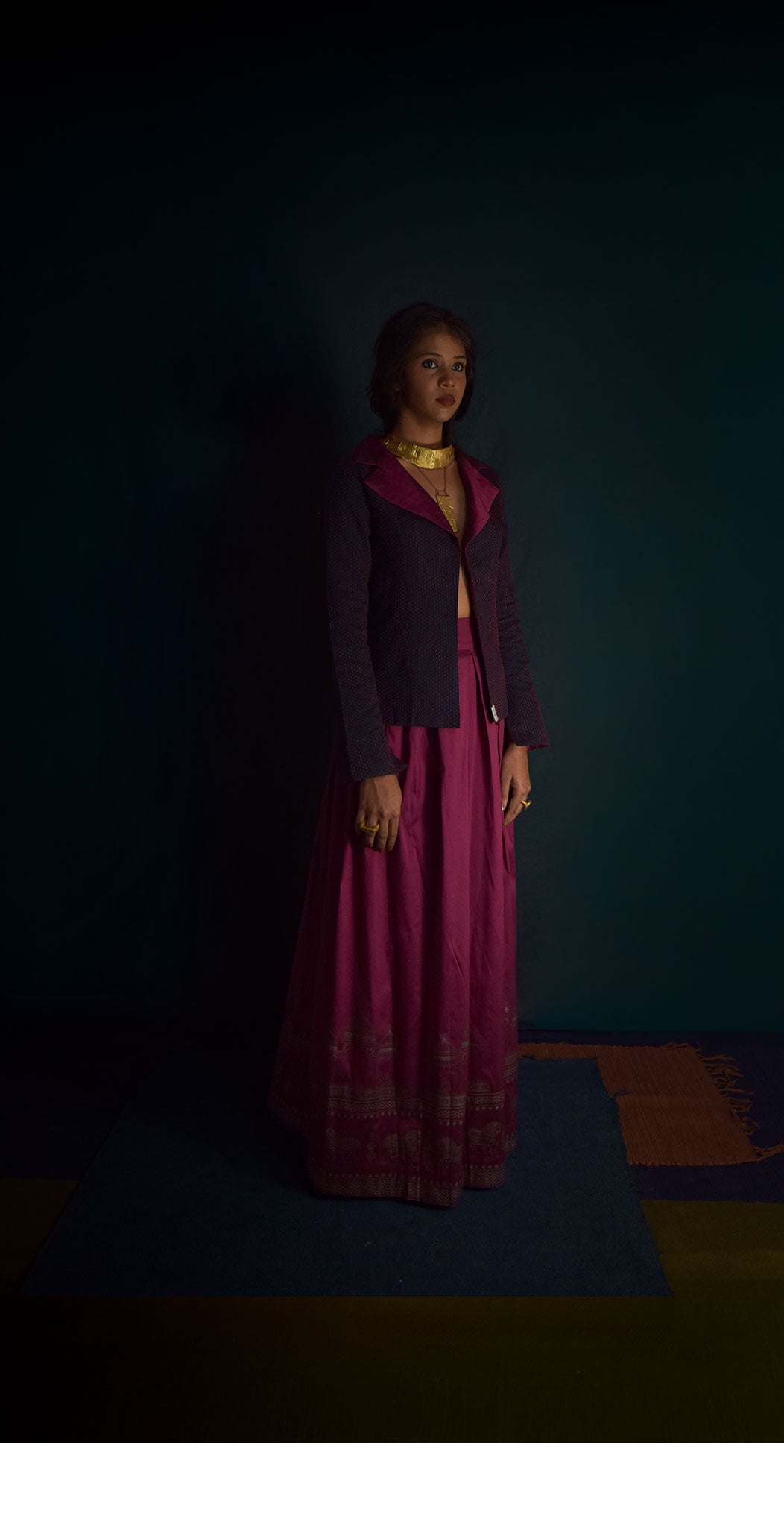 Reversible kantha wine jacket TheKefiHouse