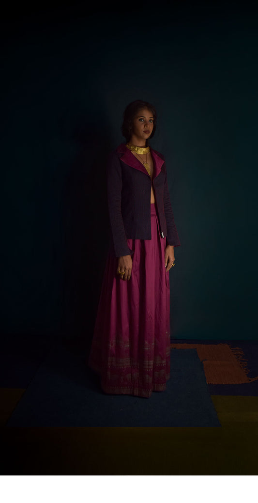 Reversible kantha wine jacket TheKefiHouse