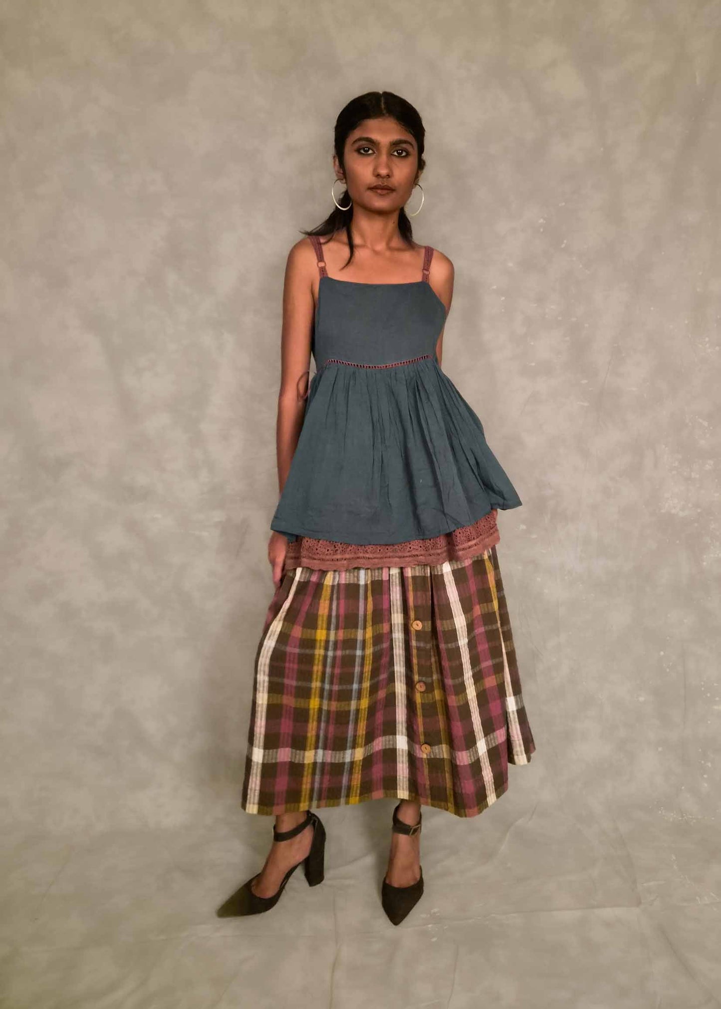 Veni  Skirt - Brown plaids TheKefiHouse