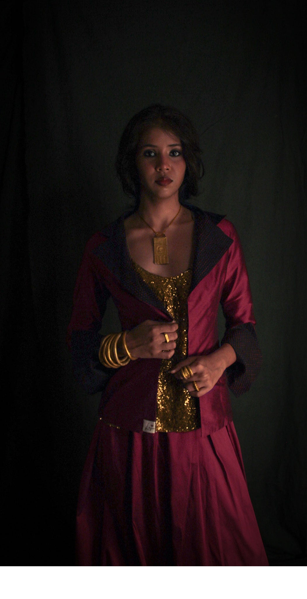 Reversible kantha wine jacket TheKefiHouse