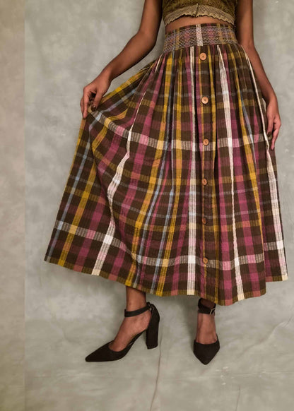 Veni  Skirt - Brown plaids TheKefiHouse