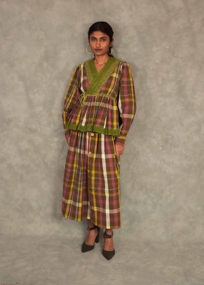 Veni  Skirt - Brown plaids TheKefiHouse