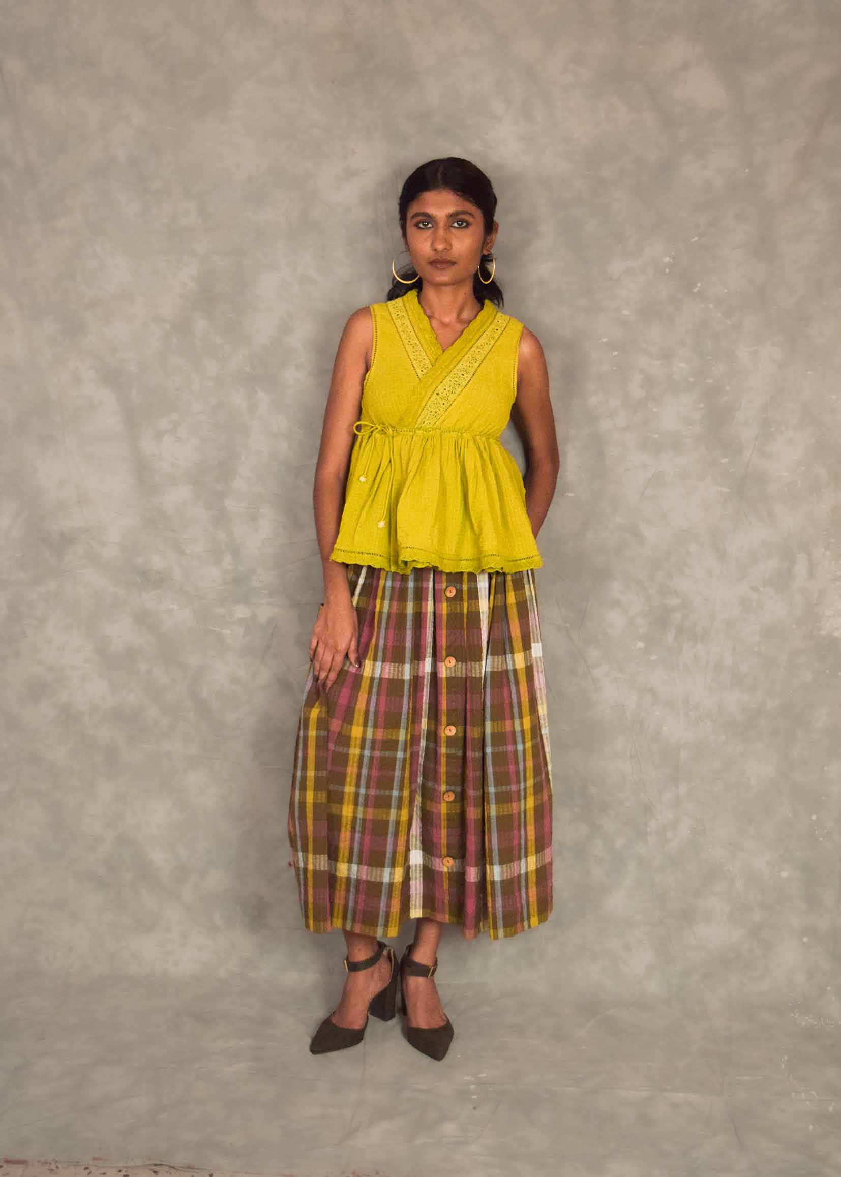 Veni  Skirt - Brown plaids TheKefiHouse