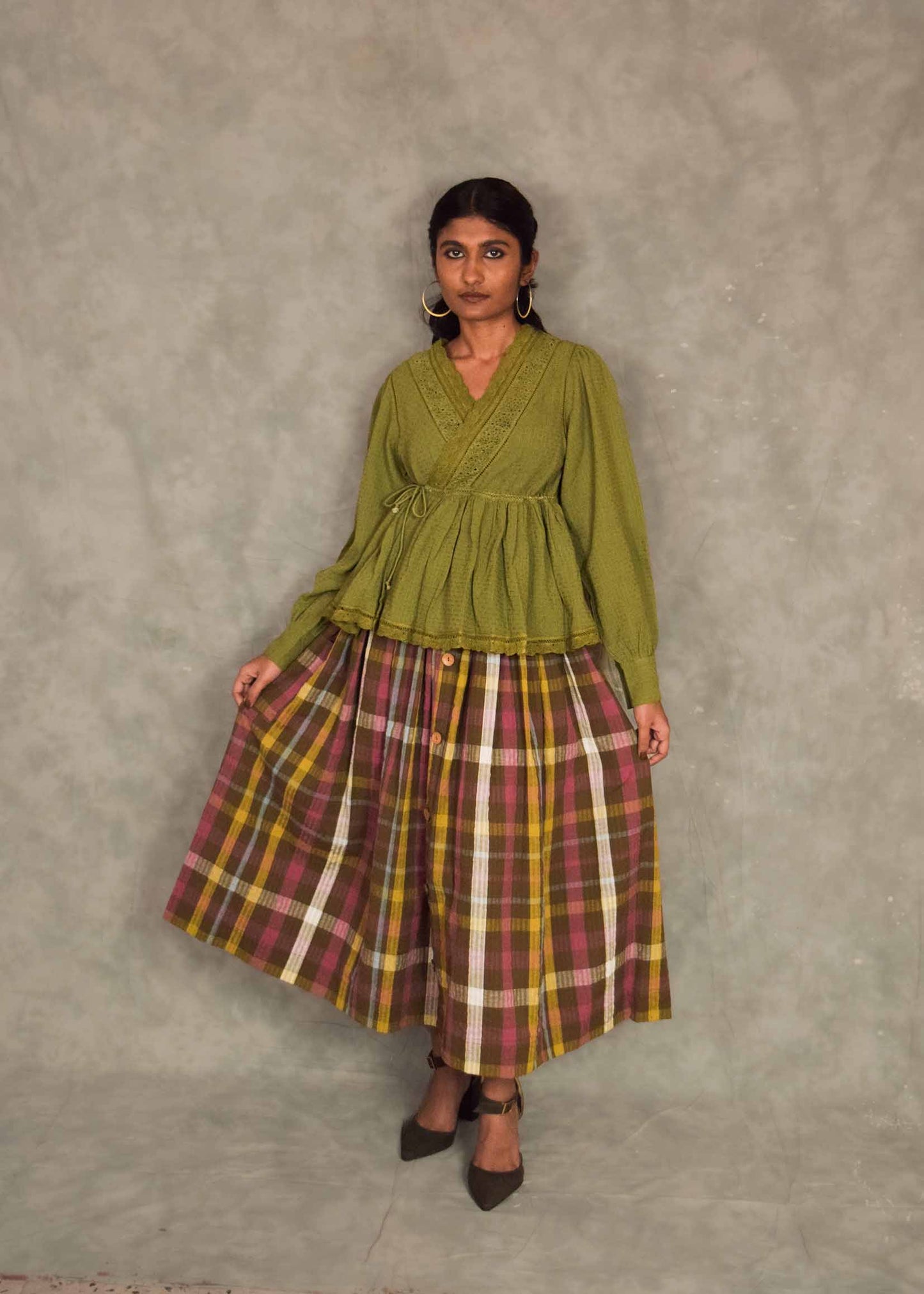 Veni  Skirt - Brown plaids TheKefiHouse