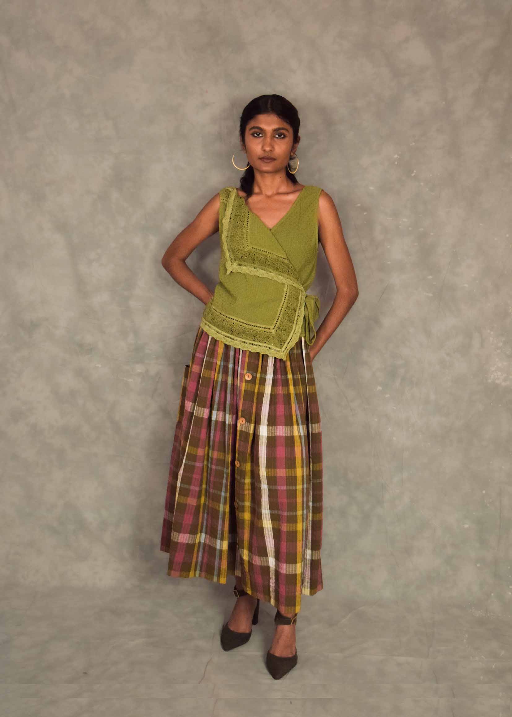 Veni  Skirt - Brown plaids TheKefiHouse