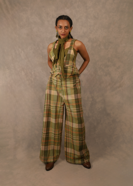 Gazzette Trousers - Green Plaids TheKefiHouse