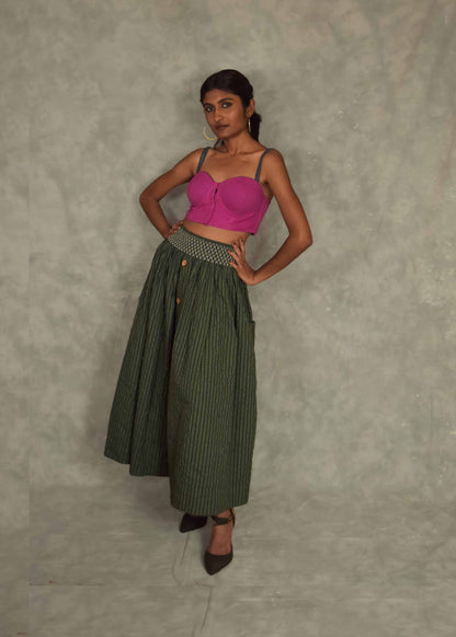 Veni  Skirt - Eucalyptus plaids TheKefiHouse