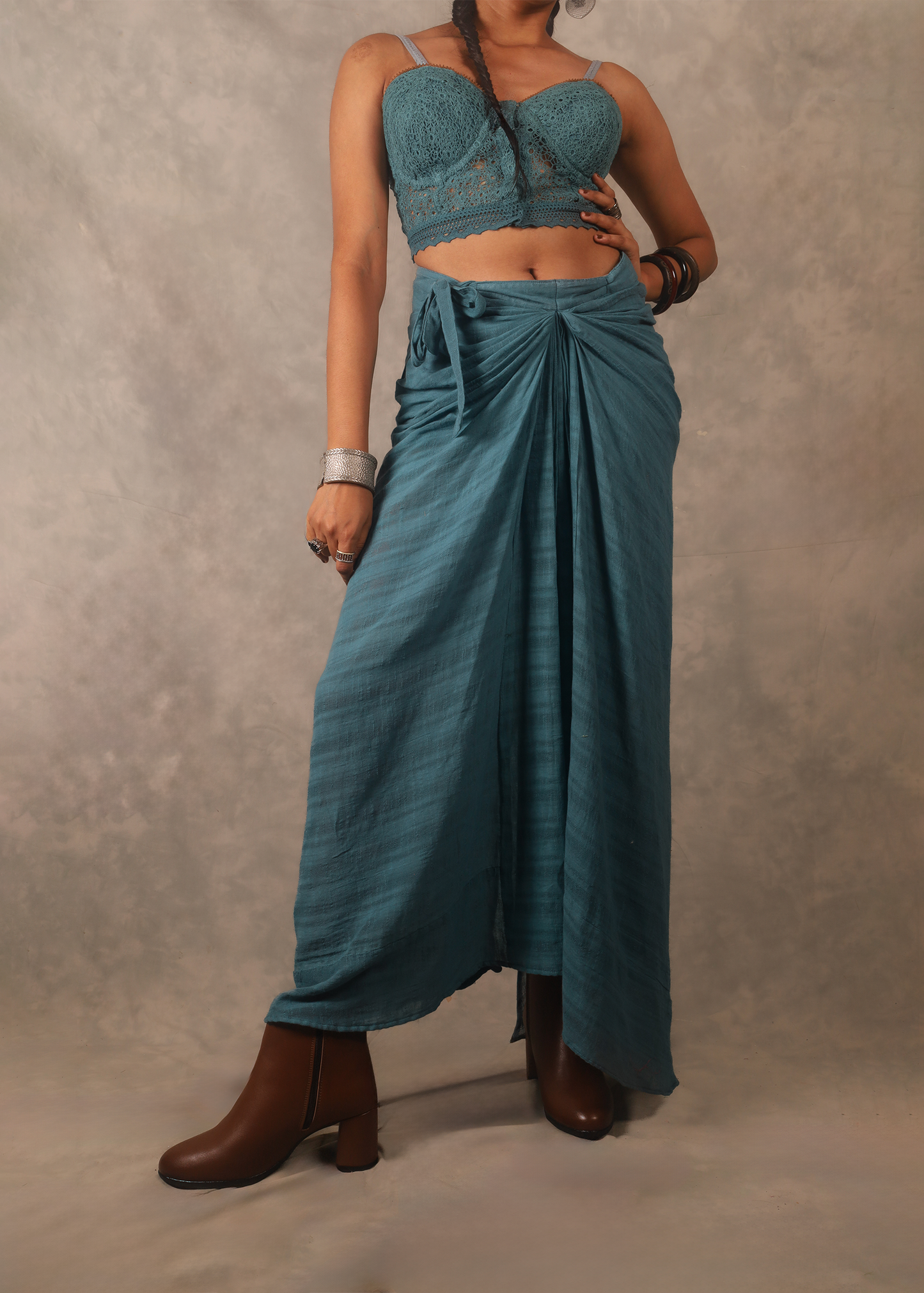 Kefi Gathered wrap skirt - Lapiz TheKefiHouse