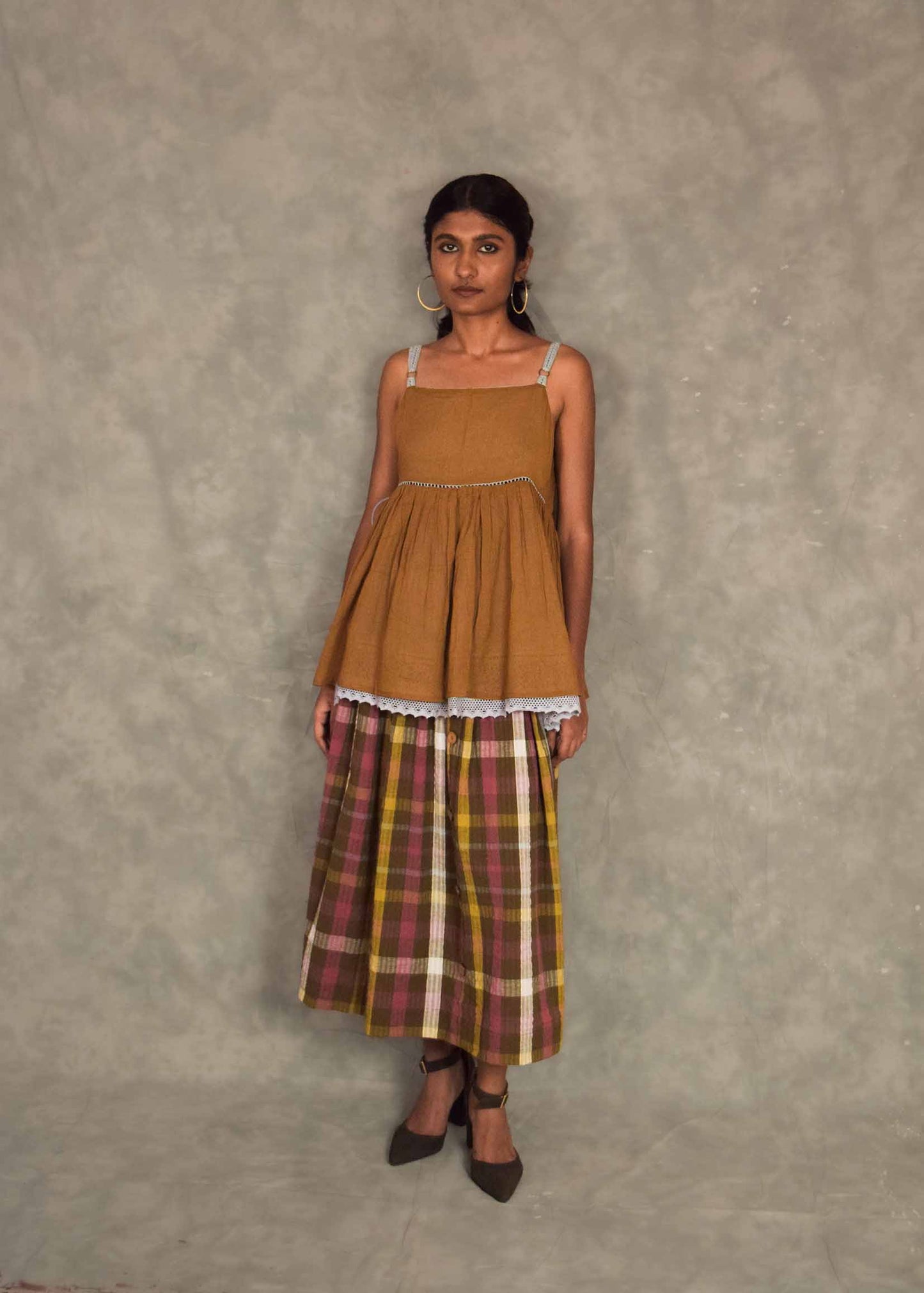 Veni  Skirt - Brown plaids TheKefiHouse