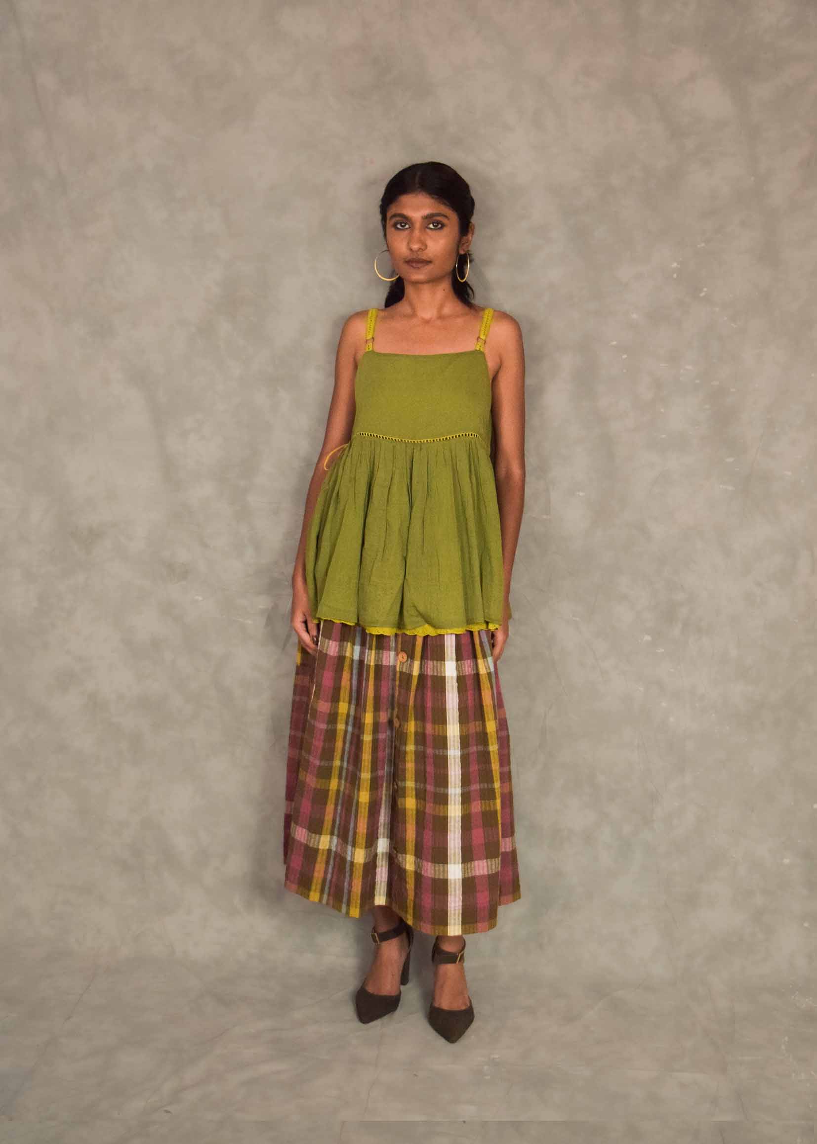Veni  Skirt - Brown plaids TheKefiHouse