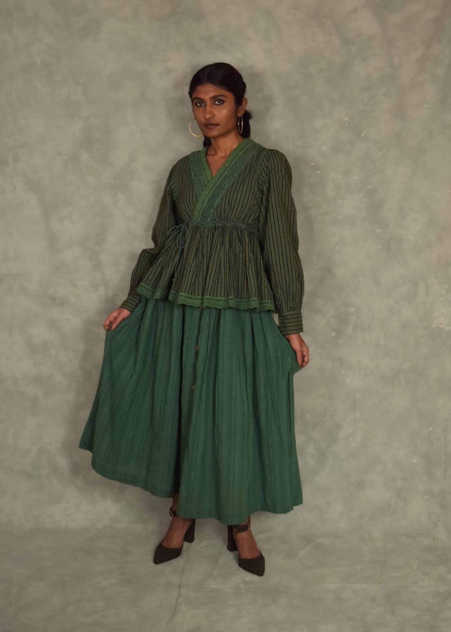 Swirl Top - Eucalyptus checks TheKefiHouse
