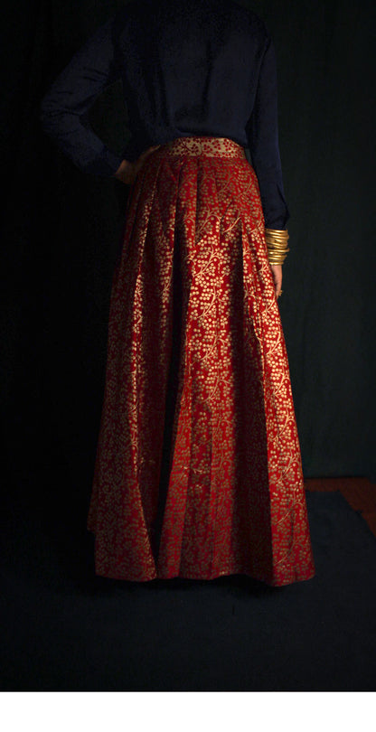 Red Skirt brocade TheKefiHouse