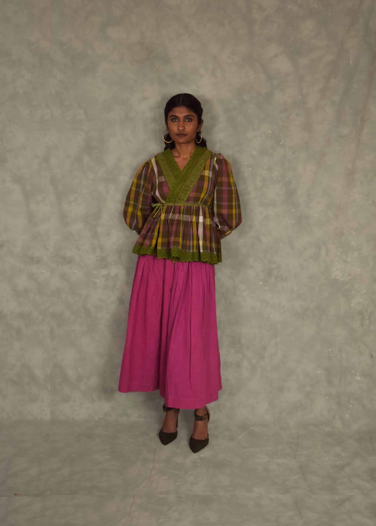 Swirl Top - Brown plaids TheKefiHouse