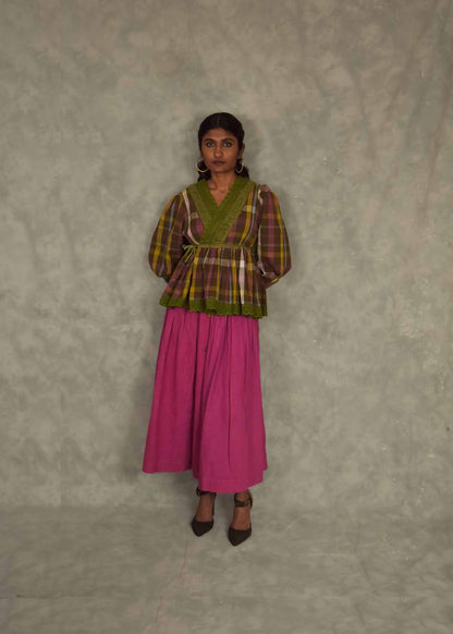 Swirl Top - Brown plaids TheKefiHouse