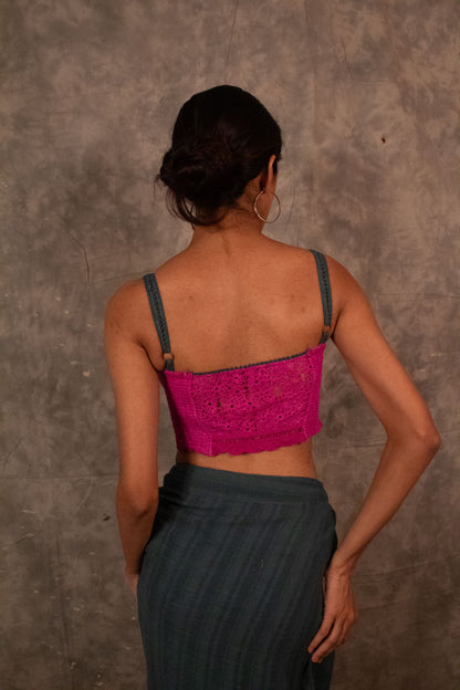 Lace Choli Top - Antique Fuchsia TheKefiHouse