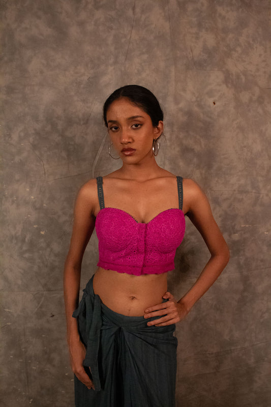 Lace Choli Top - Antique Fuchsia TheKefiHouse
