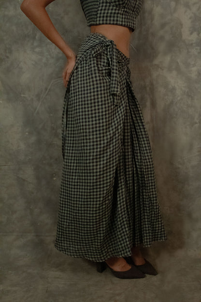 Antaria wrap skirt  - Gingham Check TheKefiHouse