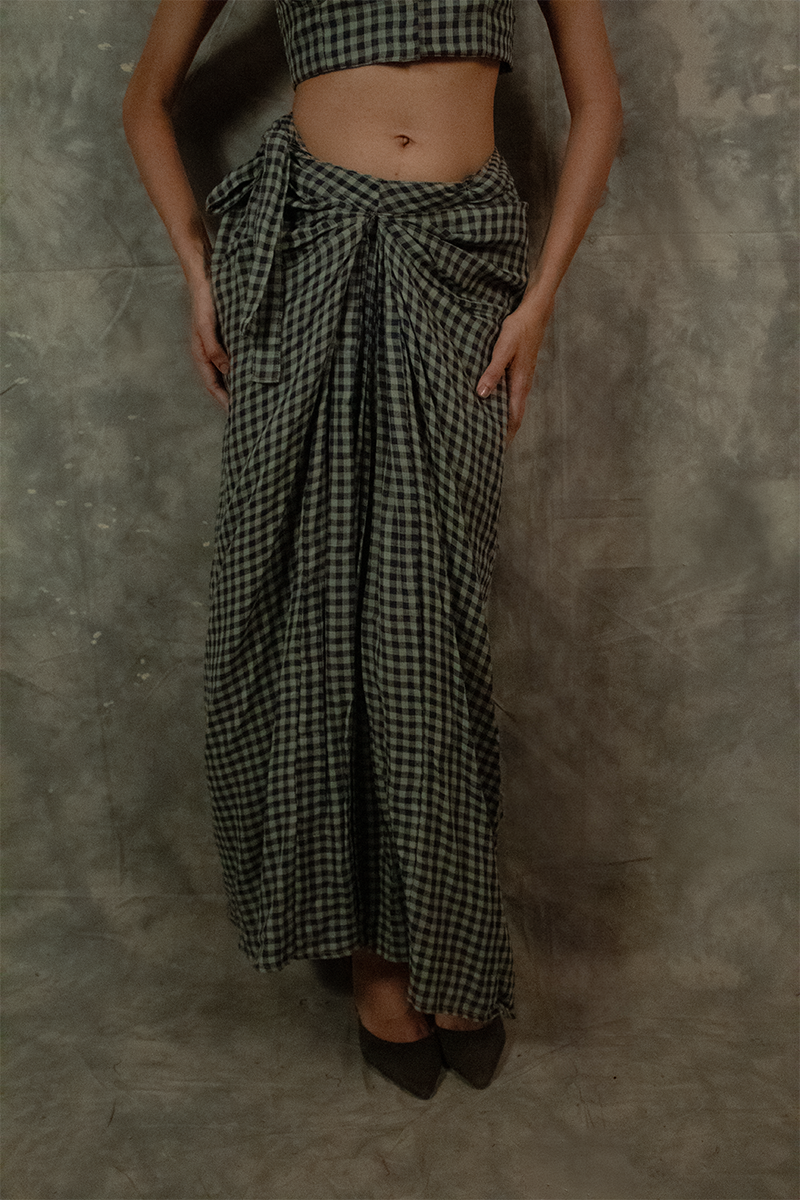Antaria wrap skirt  - Gingham Check TheKefiHouse