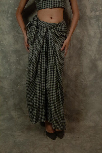 Antaria wrap skirt  - Gingham Check TheKefiHouse