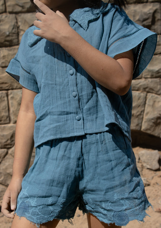 Grid Shirt - Rain Blue TheKefiHouse