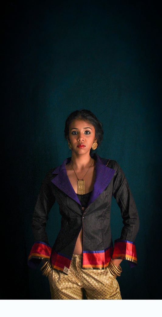 Ira Jacket - Black/Royal Blue TheKefiHouse