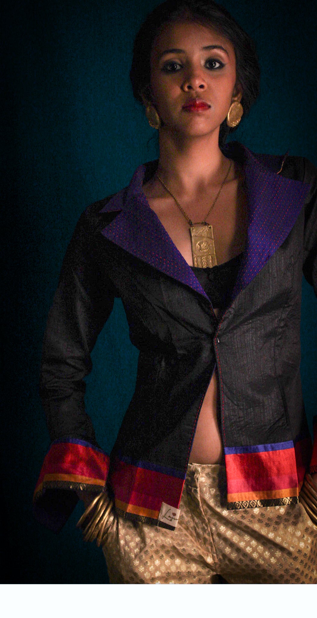 Ira Jacket - Black/Royal Blue TheKefiHouse
